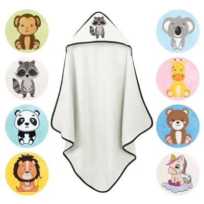 Bild av LAYNENBURG Premium huvhandduk baby badhandduk av 100 % bomull Oeko TEX handduk med huva för nyfödda och barn badhandduk, babyhandduk flickor, pojkar (tvättbjörn 80 x cm)
