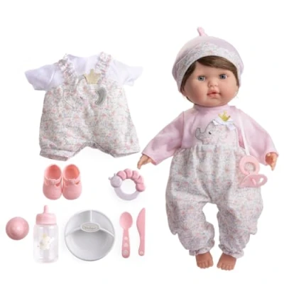 Bild av JC TOYS 38 cm Berenguer Boutique docka med mjuk kropp, ögonen öppnas och stängs, brunt hår, inkluderar kläder accessoarer, rosa, designad av Berenguer, 2 år