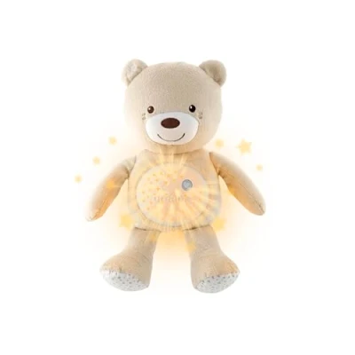 Bild av Chicco First Dreams Baby Bear Plush Nallebjörn, mjuk projektordocka med barns nattljus, ljusa och avkopplande effekter Melodier, Beige Babyspel 0 månader +