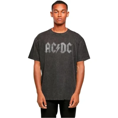 Bild av Merchcode ACDC LOGO ACID Washed Oversize TEE Tshirt med print, Storlek: 3XL, Black
