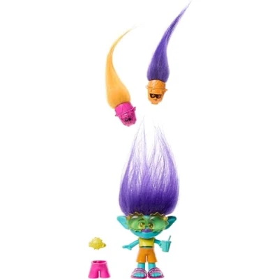 Bild av Mattel DreamWorks Trolls Band Together Hair Pops, liten Branch docka med avtagbara kläder och tre överraskningsaccessoarer, HNF12