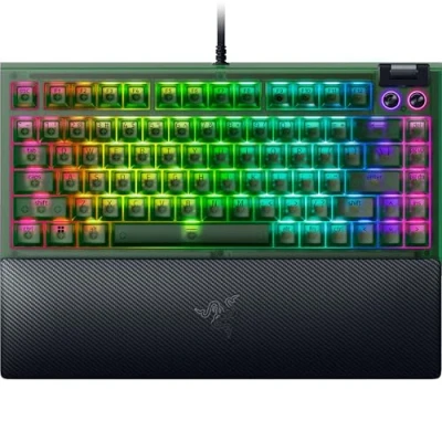 Bild av Razer BlackWidow V4 75% Phantom Green Edition Hot swappable Mechanical Gaming Keyboard (orange taktila brytare, medierulle med 2 dedikerade medieknappar) US Layout
