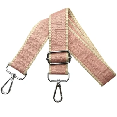 Bild av axelrem för väska väskremmar ombyte, justerbar väskrem bred 3,8 cm med silver karbinhake fickband bärrem handväskor dam, rosa, K8
