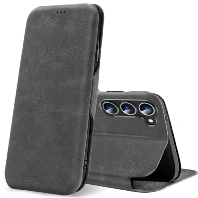 Bild av Verco mobiltelefonfodral för Samsung Galaxy S24, premium flip fodral S24 [integr. Magnet] Bokväska, grå
