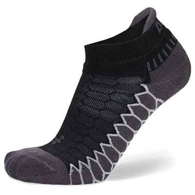 Bild av Balega Unisex Silver No Show Kompression Fit Performance Atletisk Löparstrumpor för Män och Kvinnor (1 par), Svart, Stor (förpackning med 1)