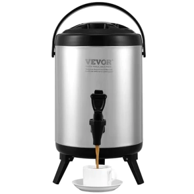 Bild av VEVOR varm och kall dryckesdispenser 6 l, kallvattenfontän i rostfritt stål, stor med kottar för kaffe, mjölk, vatten, juice, etc. Vakuumkanna 12 personer