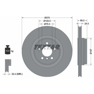 Bild av TEXTAR PRO 92270003 Disque de frein 370 24 05/06 120 ventilé l&#039;intérieur revêtu sans boulon fix roue, moyeu roue BMW: 7, 5 GT