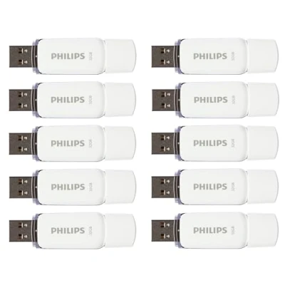 Bild av Philips 10 Pack USB Stick 32GB Memory 2.0 Flash Drive Snow Edition for PC, Laptop, Computer x Data Storage Reads up to 23MB/s