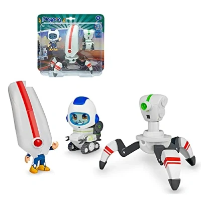 Bild av Pinypon Action Robotar Space Pack, 3 Olika figurer, 2 Rymdrobotar och en astronautdocka med avtagbara utbytbara delar, för pojkar flickor Från 4 år, Känd (700017340)