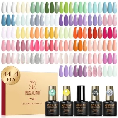 Bild av ROSALIND UV Nagellackset, 48 Delar Gel Nagellack Vit Gul GröN Blå Lila FäRg Naglar, Soak Off Mini Orange Naken FöR Nageldesign VåR SommarfäRger GåVa