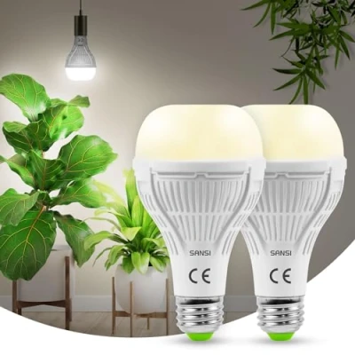 Bild av SANSI Odlingsljus för inomhusväxter, 15W LED växtlampa E27 fullt spektrum 200W ekvivalent (PPF 27,5 μmol/s, ljusvinkel 120, växttäckning 2x2 sq ft) 2pack