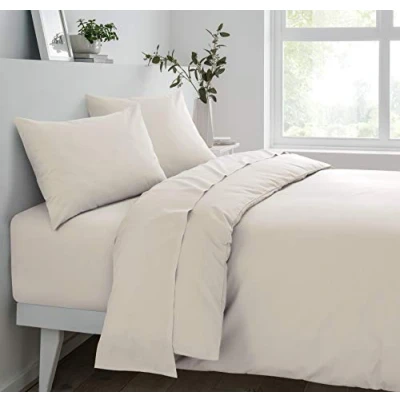 Bild av Sleepdown formsytt lakan supermjukt mysigt lättskött polycotton sänglinne lyxigt sängkläder 25 cm djupt icke järn naturlig enkel