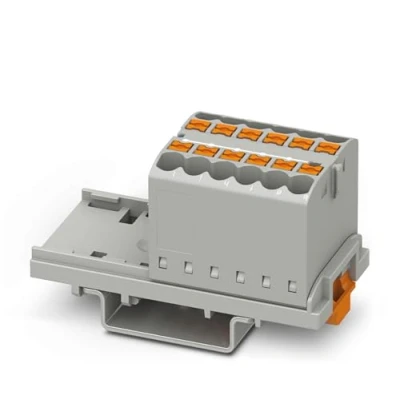 Bild av PHOENIX CONTACT PTFIX 12X2,5 NS35 GY distributionsblock, block med vertikal orientering, 690 V, 24 A, antal anslutningar 12, tvärsnitt 0,14 mm² 4 mm², AWG 2612, bredd 28,6 mm, gRau, 8 stycken
