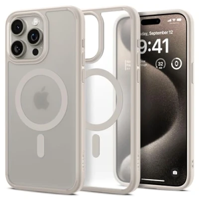 Bild av Spigen Ultra Hybrid Frost MagFit Skal kompatibel med iPhone 15 Pro Max Case Fodral Natural Titanium