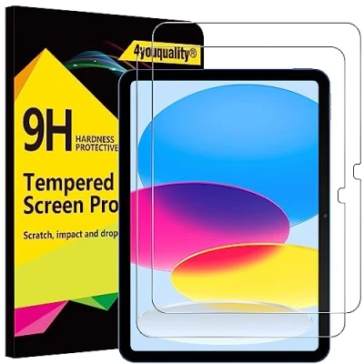 Bild av 4youquality [2 pack skärmskydd för iPad 10 (10,9 tums, 2022 modell, 10:e generationen), 9H härdat glasfilm, anti repor, slagtålig