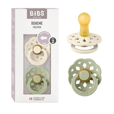 Bild av BIBS Boheme Napp 2 pack Latex Stl Rund, Ivory/Sage