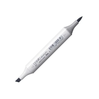 Bild av COPIC sketch märkpenna typ C 7, cool grå nr. professionell penselmarkör, med en superpenselspets och medelbrun spets