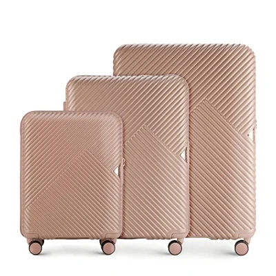 Bild av WITTCHEN Resväska 3 deligt set Rollande koffer Trolley Handbagage Hårdfodral i Polycarbonat med 4 svänkbara hjul Kombinationslås Teleskopiskt handtag GL Style Line Rosa