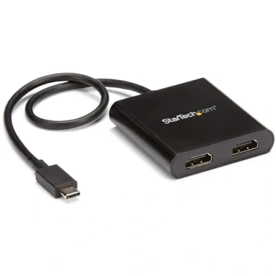 Bild av StarTech.com USB C till dubbel HDMI adapter, Type multiskärm MST hub, 4K 30 Hz/1080p 60 Hz Laptop Display Extender/Splitter, extra lång integrerad Kabel endast Windows (MSTCDP122HD)