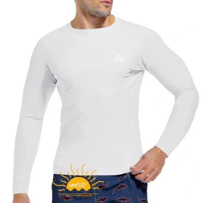 Bild av MEETWEE Rash Guard Vest män långärmad/kortärmad UV skydd T shirt toppar UPF 50 snabbtorkande för simning surfing vattensport