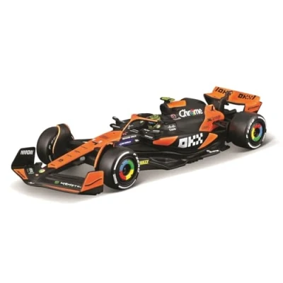 Bild av Bburago McLaren MCL38#4 Lando Norris, Skala 1:43, Diecastmodell med hjälm och displayfodral, Officiell färg 2024, Realistiska detaljer, licens, Ålder 14+