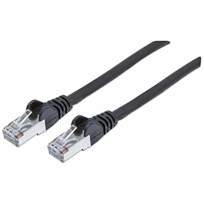 Bild av Intellinet nätverkspappkabel, Cat5e, 0,25 m, CCA, U/UTP, PVC, guldpläterade kontakter, utan knäppning Cat 7 kabel Cat6a kontakt 1 m svart