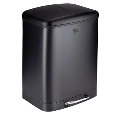 Bild av Dirt Devil 2 x 12L Treadbin fack papperskorg Avfallsseparationssystem Mjukt stängt Avtagbar inre behållare Rostfritt stål 36.9 34.3 50.3 CM Svart, 1 Pack