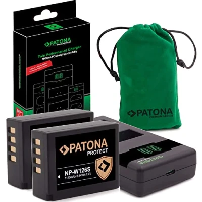 Bild av PATONA V1 Protect NP W126s batteri 2X (1140 mAh) inklusive NTC sensor och hölje med PD Performance USB laddare 161957 (max. 1000 mA) Fuji X100VI X T20 T30 II T50 etc.