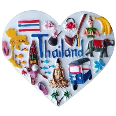 Bild av 3D hjärtformad Thailand kylskåpsmagnet resa souvenir present, hem och kök dekoration magnetisk klistermärke kylskåp magnet samling