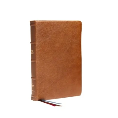 Bild av NKJV, Reference Bible, Classic Verse by Verse, Center Column, Premium Goatskin Leather, Brown, Premier Collection, Red Letter, Comfort Print: Holy New King James Version