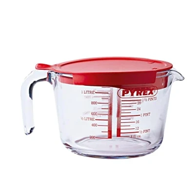 Bild av Pyrex Measuring Cup with lid Classic Prepware Heat Resistant Glass 1 Liter
