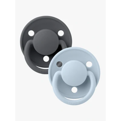 Bild av BIBS De Lux Napp 2 pack Silikon One Size Rund, Iron/Baby Blue