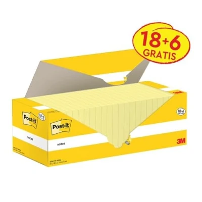Bild av Post it® Notes Canary Yellow, 76 x mm, 18 + 6 gratis blokke