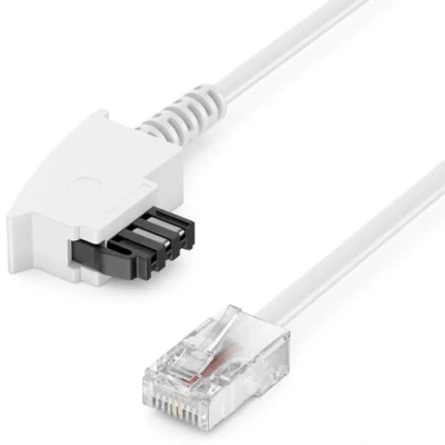 Bild av deleyCON 40m Routerkabel TAE F till RJ45 (8P2C) Anslutningskabel 99% Koppar AWG 28 Kompatibel med DSL ADSL VDSL Fritzbox Internetrouter Telefonuttag Vit