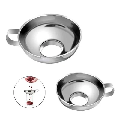 Bild av LucyStudio tratt rostfritt stål 2 stycken sylt bred öppning konserveringstratt inlagningstratt set med handtag för kök vätska olja pilverbönor