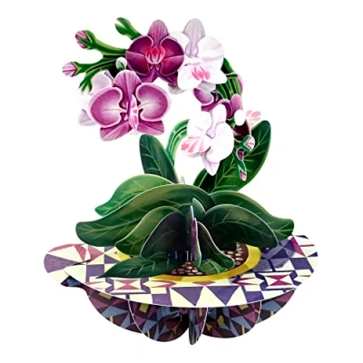 Bild av SANTORO Pirouette, 3D pop up gratulationskort orkidé födelsedagspresent till henne, mamma, dotter, fru, flickvän årsdag, tänker på dig, tackkort blomkort för mors dag