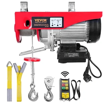 Bild av VEVOR elektrisk vinsch 300 kg till 600 kg, lyfthöjd 12 m, lindrag, motorvinsch, 1150 W, kopparmotor, drag, 10 m/min, lyfthastighet, lyftskydd med trådlös fjärrkontroll, replyft, kedjehiss