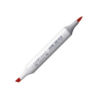 Bild av COPIC sketch märkpenna typ R 05, lax röd, professionell penselmarkör, med en superpenselspets och medelbrun spets