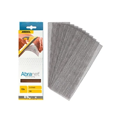 Bild av Mirka Abranet slipband med nät 80x230 mm/kardborreband/korn P80 / 10 st AE175F1080 för dammfri slipning av trä, spackel, lack, plast