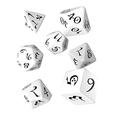 Bild av Q WORKSHOP QWOCLE02 Classic White &amp; Black RPG ornamental Dice Set 7 polyhedral Pieces