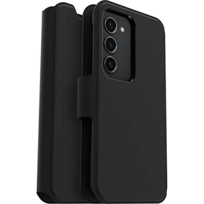 Bild av OtterBox Strada Via skal för Galaxy S23, stöttåligt, fallsäkert, tunt, skyddande Folio med korthållare, testad till militärstandard x2, Svart