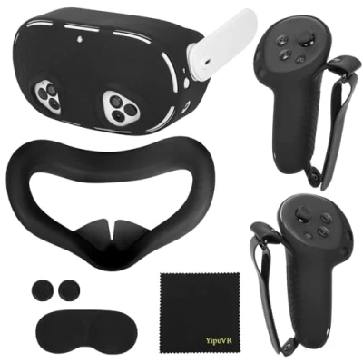 Bild av Tillbehör till Meta Quest 3S, 5 i 1 silikonskyddsset för VR skyddshölje, Controller Grip skydd, Shell Cover, Lens Protective Cover,Joystick Caps Quest3S