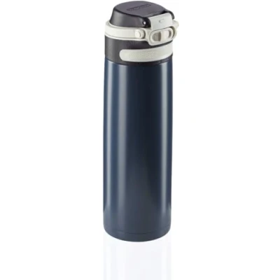 Bild av Leifheit Flip termosmugg 600 ml, kaffemugg 100% tät, praktisk öppning med en hand, dryckesmugg to go filter för vatten fruktbitar, håller drycker varma i upp till 6 timmar, mörkblå