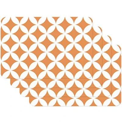 Bild av Venilia Bordstabletter för matsal Eliott orange vintage rommönster, set om 4 avtorkbar polypropen, livsmedelssäker 45 x 30 cm, stycken, 59054