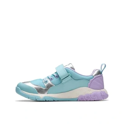Bild av Clarks Tidal Shell Sneakers för barn, Storlek: 32, Light blue Skinn/syntet