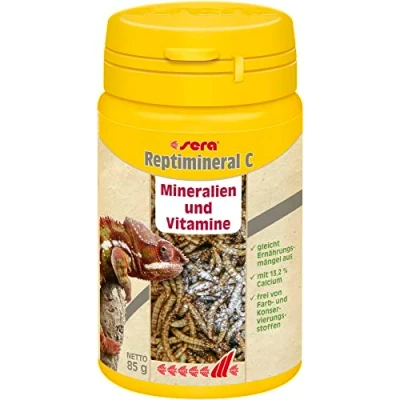 Bild av sera Reptimineral C, Sköldpadda, Puder, Allmän hälsa, Universal, Vitamin A, B1, B12, B2, B6, D3, E, K3, Kalcium, Strykjärn, Magnesium, Phosphorus, Kalium, Natrium, Zink