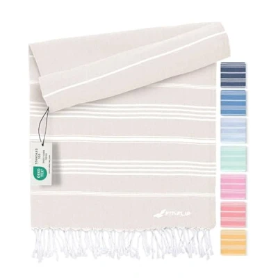 Bild av hamam handduk fouta strandhandduk XXL av 100% återvunnen bomull snabbtorkande strandlakan, fouta, turkisk peshtemal perfekt som bastuhandduk och sarong Sand 200x200cm Sultan
