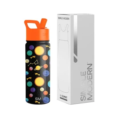Bild av Simple Modern vattenflaska för barn med sugrör Isolerat rostfritt stål återanvändbar glas skola, flickor, pojkar Summit Collection 530 ml Solsystem