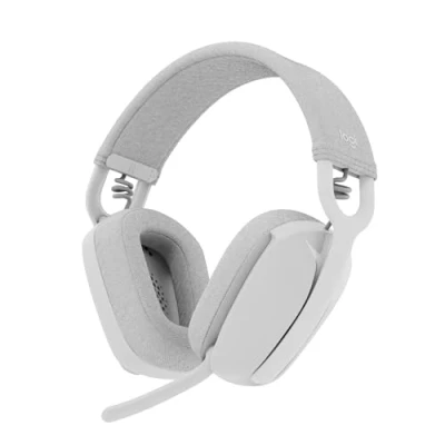 Bild av Logitech Zone Vibe 100 lätta trådlösa örontäckande hörlurar med brusreducerande mikrofon, avancerat multipunkt Bluetooth headset, fungerar Teams, Google Meet, Zoom, Mac/PC Vit