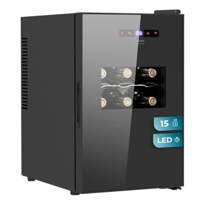 Bild av Cecotec Vinkällare 15 flaskor Bolero GrandSommelier 1550 CoolCrystal. för flaskor, termoelektrisk, LED, temperaturjusterbar